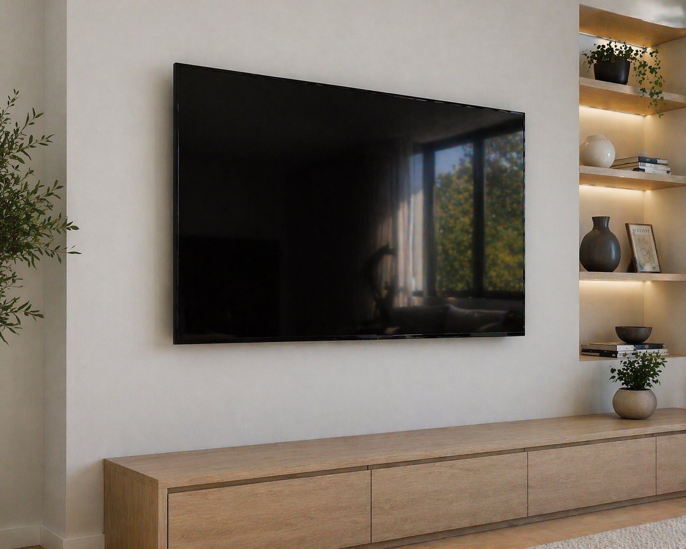 Clean wall mount living room