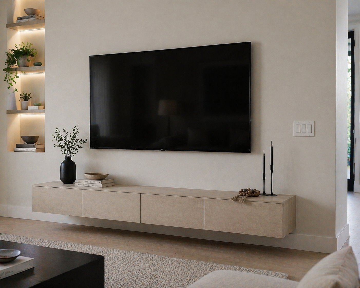 Clean TV mount living room