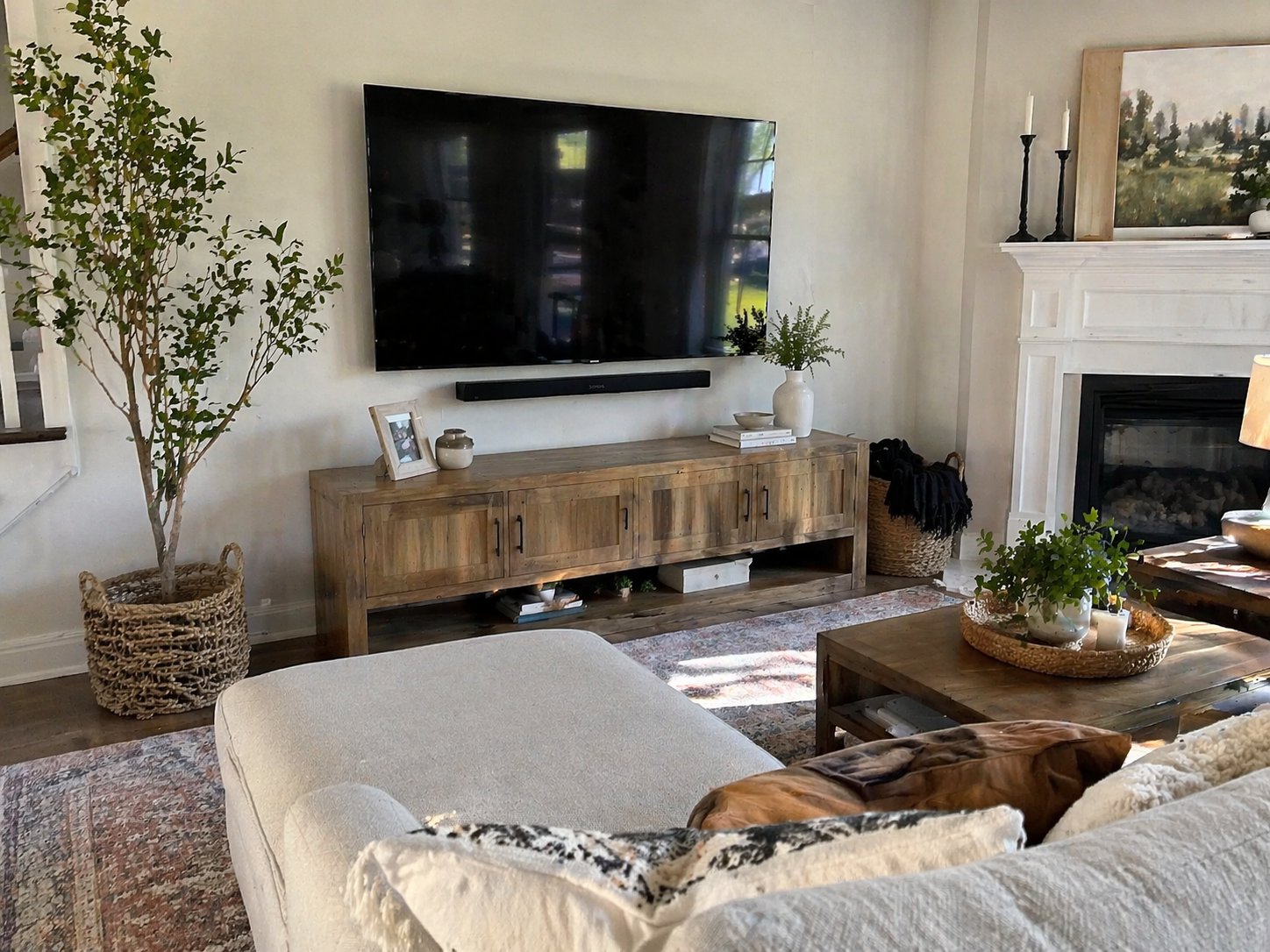 TV and soundbar mounted